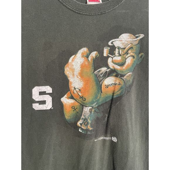 Michigan State Spartans Popeye T Shirt Top Unisex S Green Short Sleeve - Picture 2 of 8